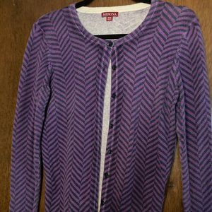 Purple Chevron Print Button Up Cardigan